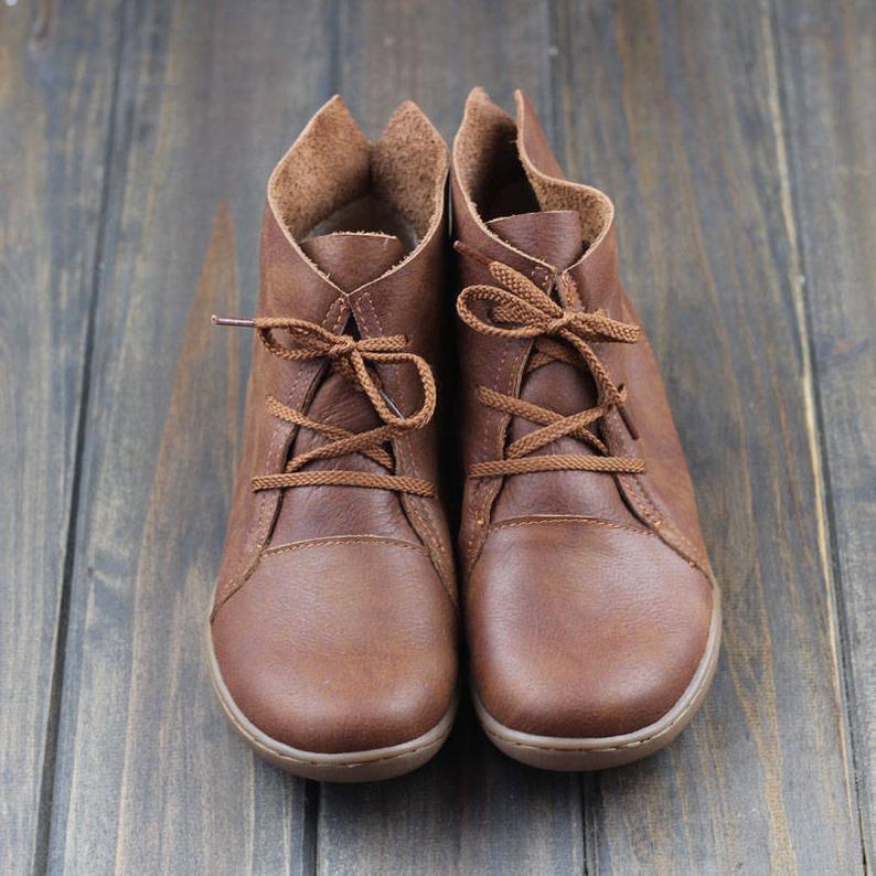 Women's Ankle Boots Lace Up Flat Style