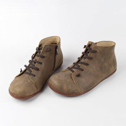 Women's Low Ankle Boots Rounded Toe Lace Up - Vonnera