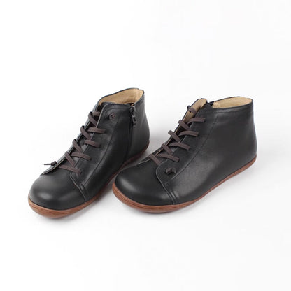 Women's Low Ankle Boots Rounded Toe Lace Up