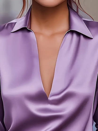 Women's Long Sleeve Blouse Draped Neck