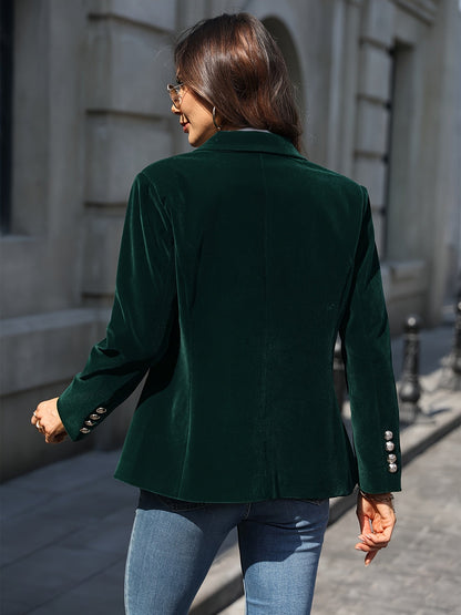 Elegant Velvet Blazer with Gold Button Details - Modern Luxury Style