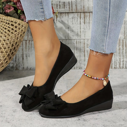 Women's Ballet Flats Slip-On Round Toe Bow Detail