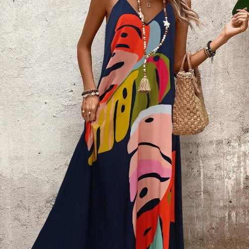 Women's V-Neck Tropical Dress