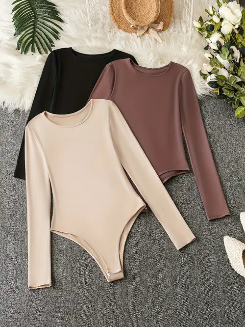 Women's Long Sleeve Bodysuits 3-Pack - Vonnera