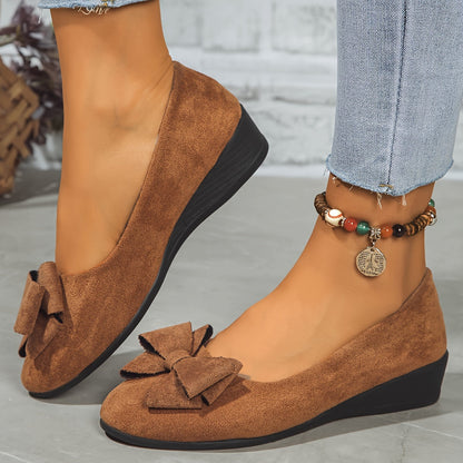Women's Ballet Flats Slip-On Round Toe Bow Detail