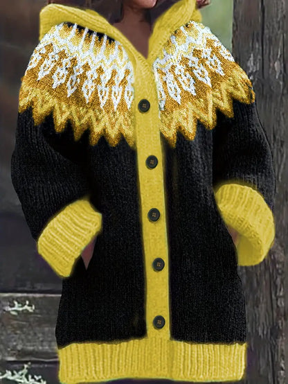 Women's Hooded Cardigan Button Front Knit