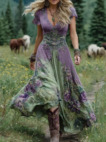 Women's Gradient Floral Maxi Dress