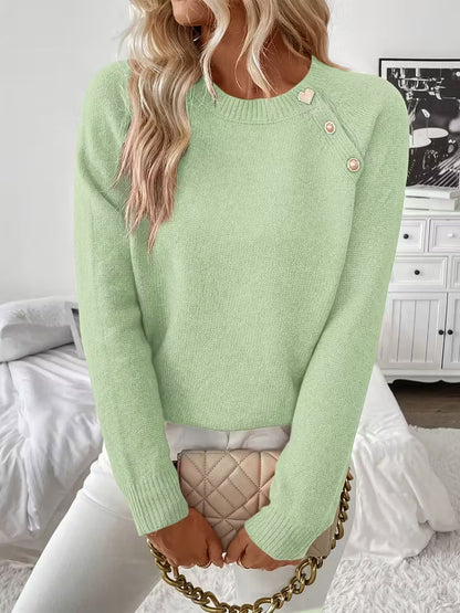 Women's Sweater With Shoulder Button Detail