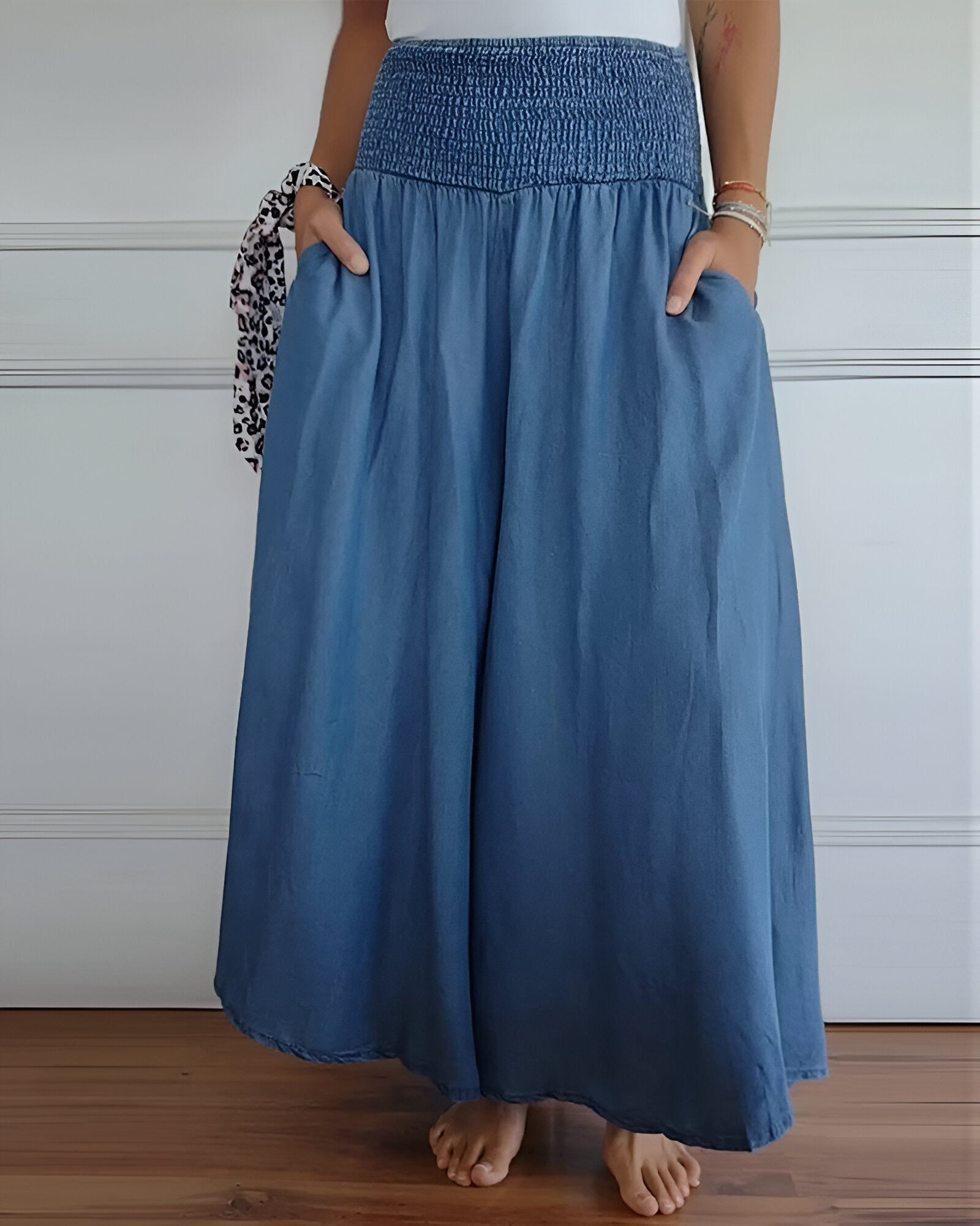 Women's Wide Leg Pants Smocked Waist - Vonnera
