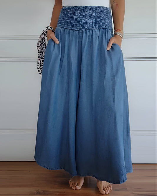 Women's Wide Leg Pants Smocked Waist - Vonnera