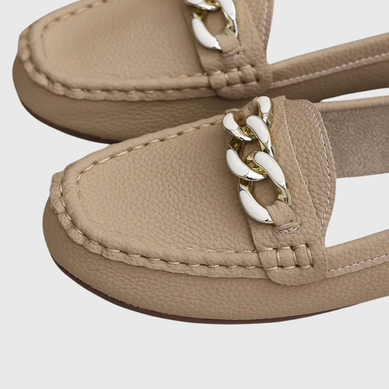 Women's Slip-On Loafers Gold Chain Detail Flat Shoes