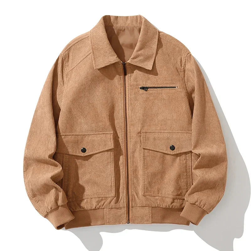 Men's Corduroy Bomber Jacket Relaxed Fit Casual - Vonnera