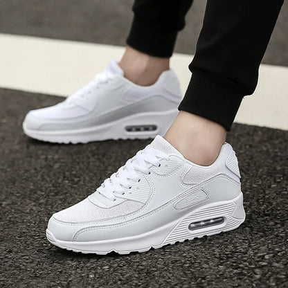 Men's Leather Sneakers High Sole White