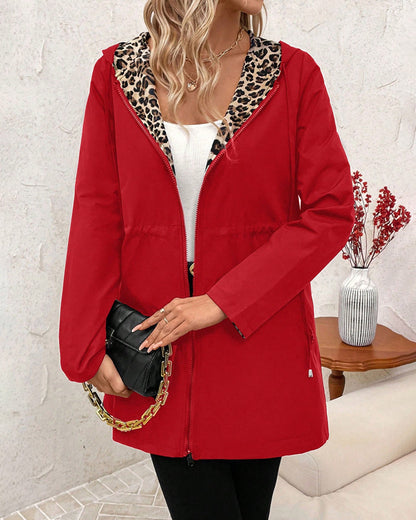 Women's Leopard Print Open Front Coat