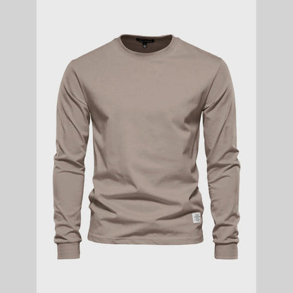 Men's Long Sleeved Round Neck Shirt Classic Cotton