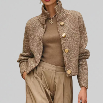 Women's Cropped Button Front Cotton Jacket - Vonnera