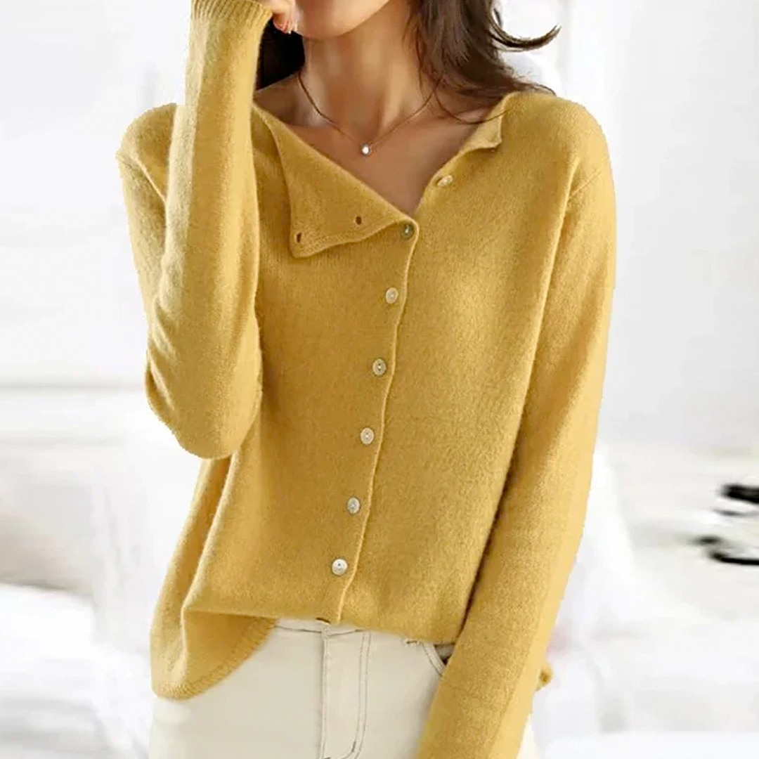 Women's Knit Sweater Button-Up Cozy Winter Beige