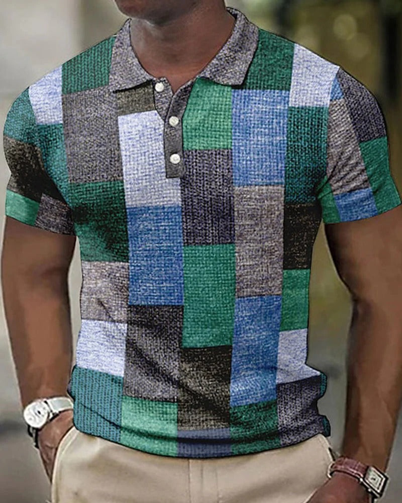 Men's Checkered Polo Shirt Modern Comfortable Cotton - Vonnera