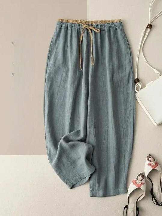 Women's Linen Pants Lightweight Beige - Vonnera