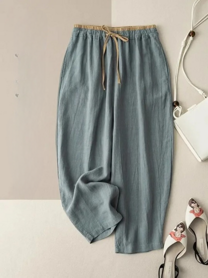 Women's Linen Pants Lightweight Beige - Vonnera