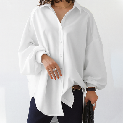 Women's Oversized Cotton Button Up Blouse - Vonnera