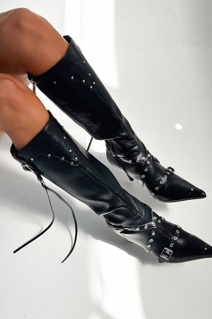 Women's Knee-High Boots Buckle Strap