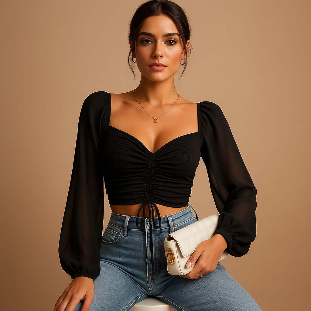 Women's Sweetheart Neckline Blouse - Vonnera