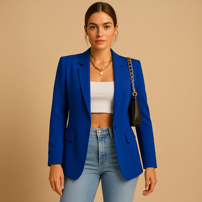 Elegant fitted blazer for women with a classic tailored shape, perfect for office wear, formal events, and stylish casual outfits.