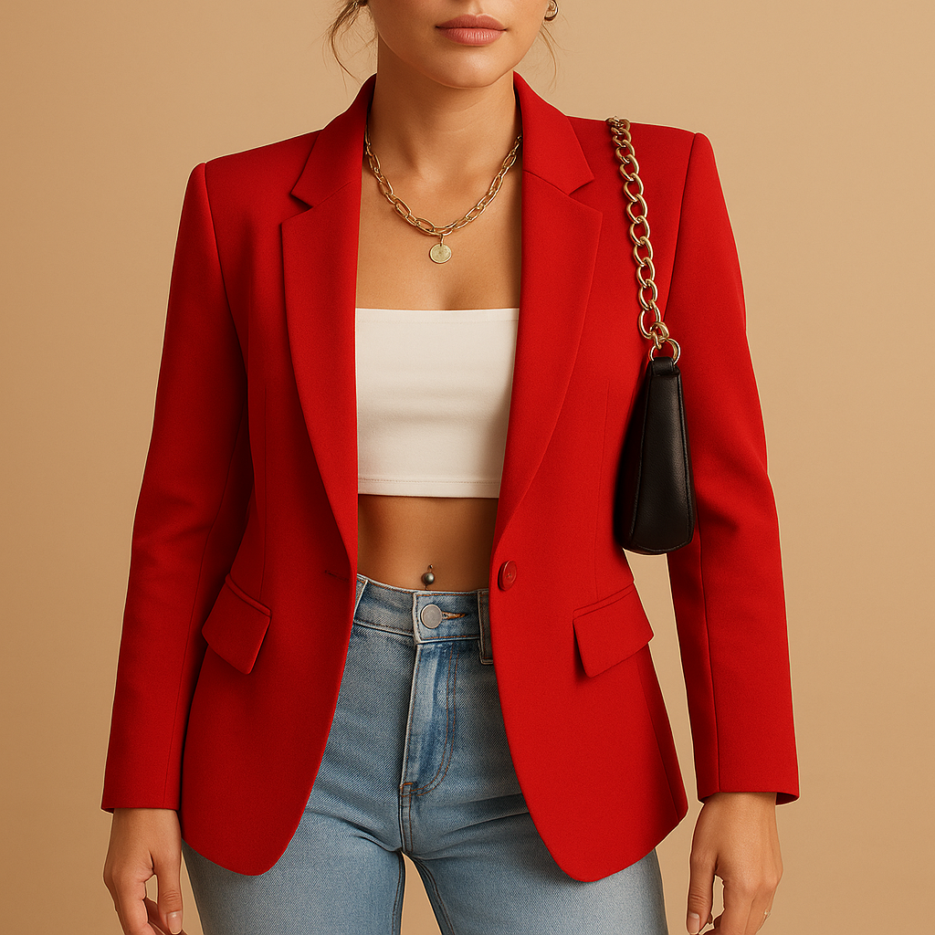 Elegant fitted blazer for women with a classic tailored shape, perfect for office wear, formal events, and stylish casual outfits.