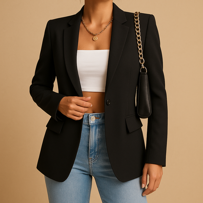 Elegant fitted blazer for women with a classic tailored shape, perfect for office wear, formal events, and stylish casual outfits.