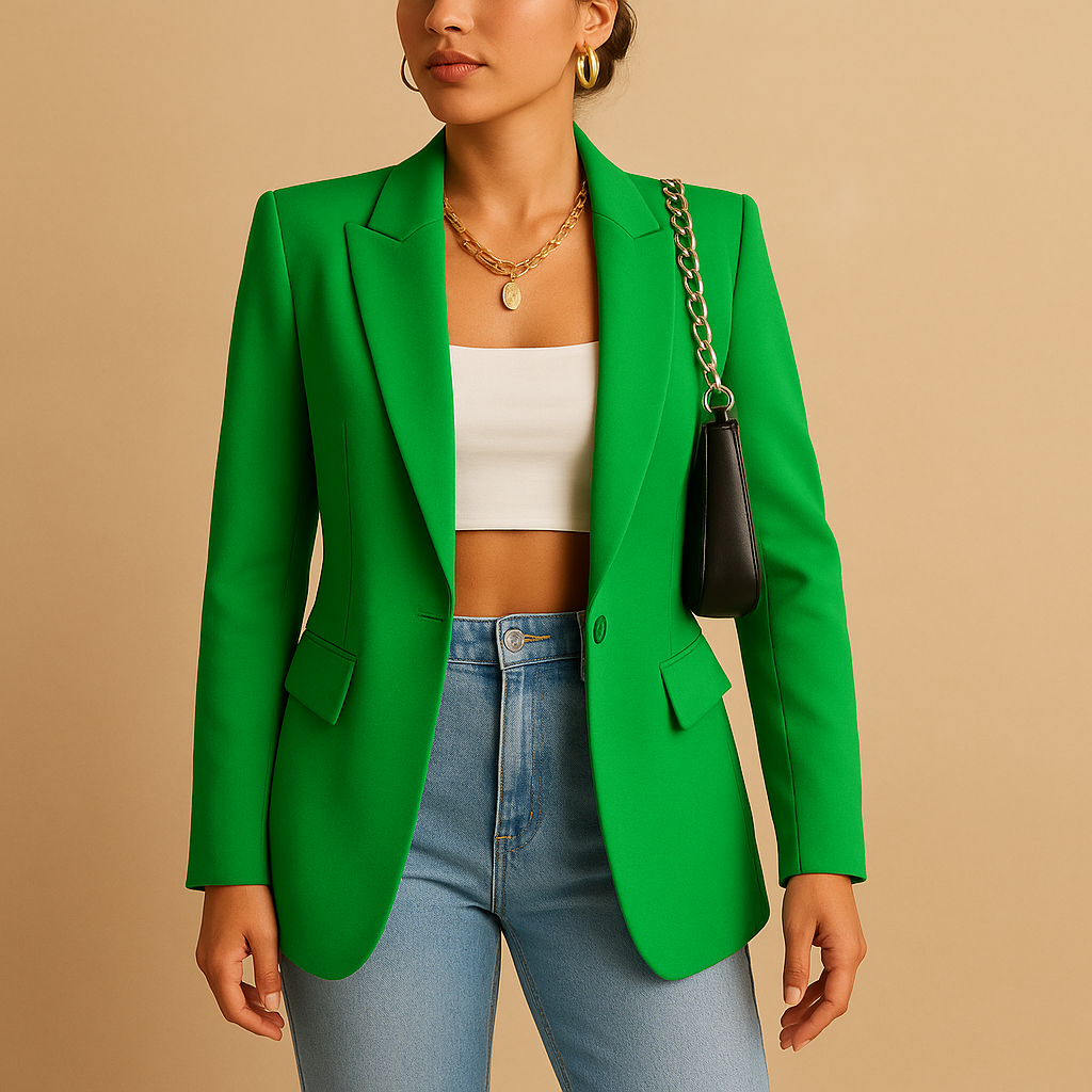 Elegant fitted blazer for women with a classic tailored shape, perfect for office wear, formal events, and stylish casual outfits.