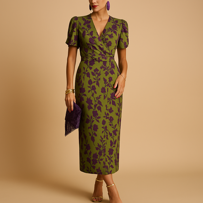 Elegant puff sleeve dress for women with a flattering silhouette, ideal for dinners, parties, and formal or casual occasions.