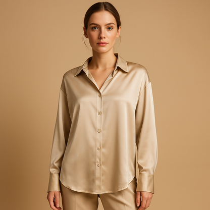 Women's Satin Blouse With Collar - Vonnera