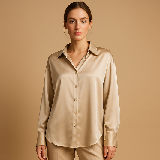 Women's Satin Blouse With Collar - Vonnera