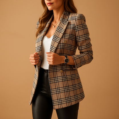 Elegant women’s blazer with a flattering tailored fit in brown, black and khaki, ideal for work, formal events, and polished everyday outfits.