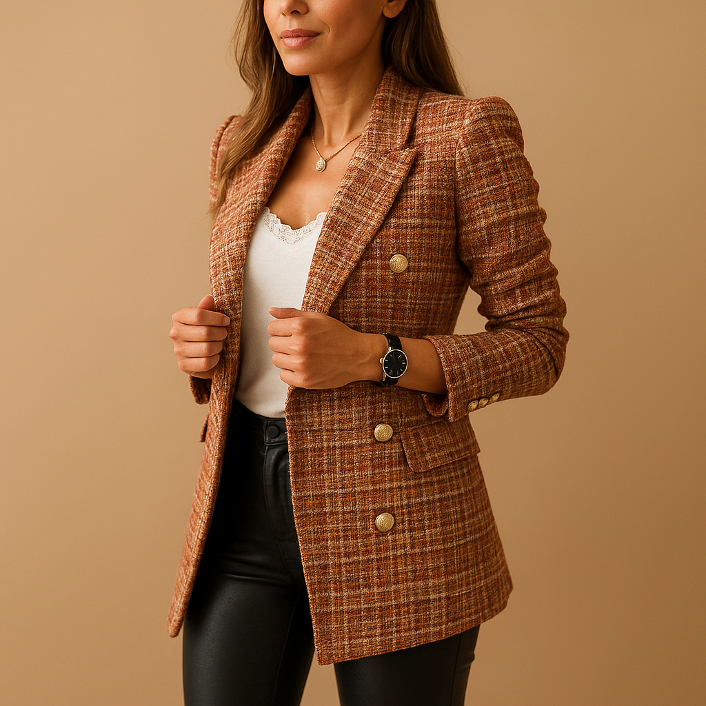 Elegant women’s blazer with a flattering tailored fit in brown, black and khaki, ideal for work, formal events, and polished everyday outfits.