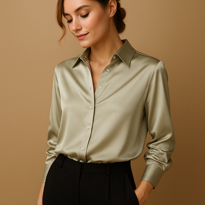 Women's V-Neck Blouse With Collar - Vonnera