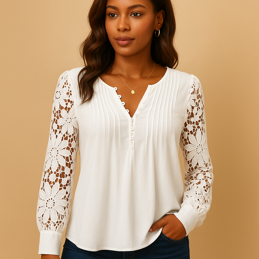 Women's V-Neck Lace Blouse - Vonnera