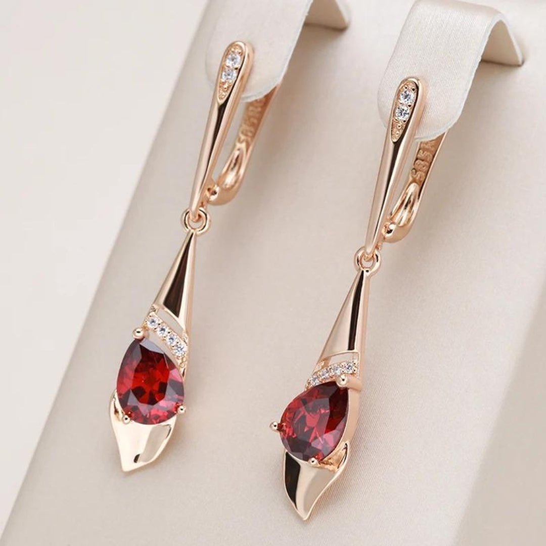 Red Crystal Gold Pendant Necklace - Vonnera