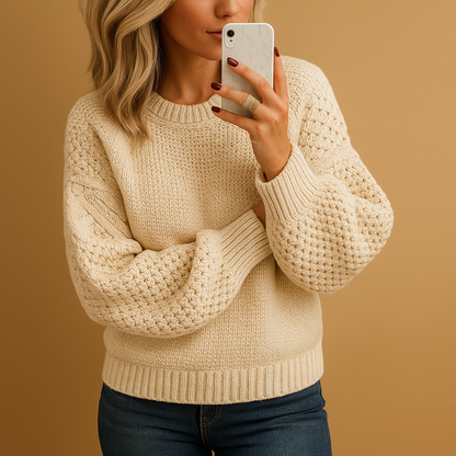 Women's Relaxed Fit Knit Sweater Cozy Textured - Vonnera