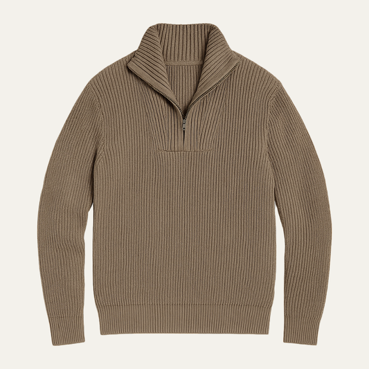 Men's Cable Knit Sweater Textured Half Zip - Vonnera