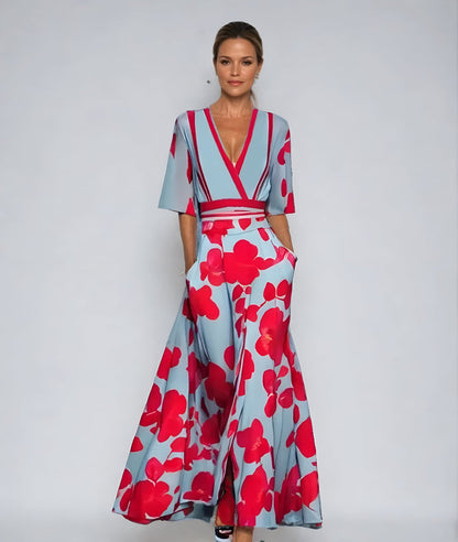 Women's Floral Maxi Dress V-Neck Wrap Style