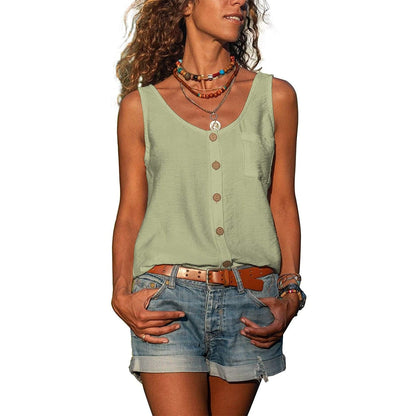 Women's Sleeveless Tank Button Front - Vonnera