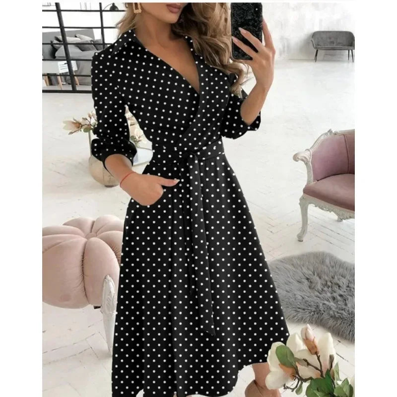 Image of Elizabeth | Women's Tie Waist A-Line Midi Dress