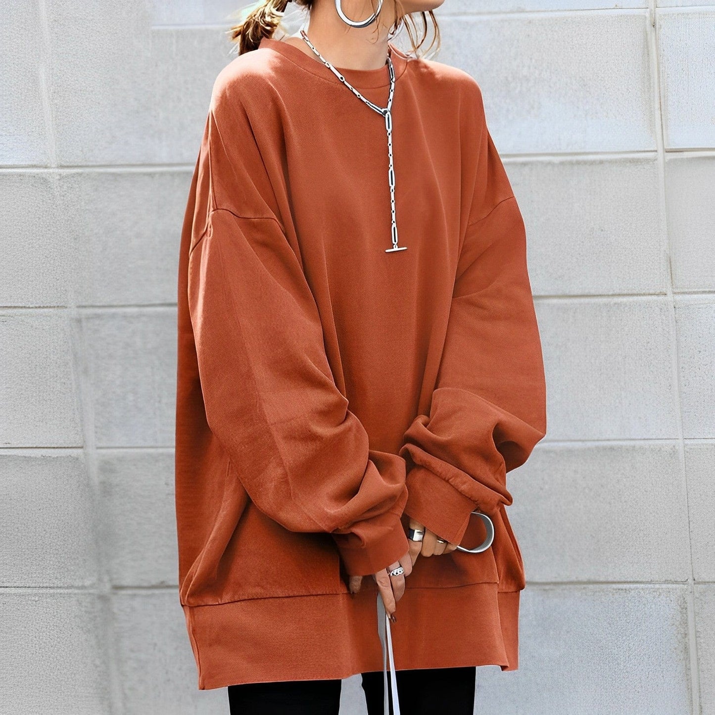 Women's Oversized Pullover Sweatshirt Cozy Casual