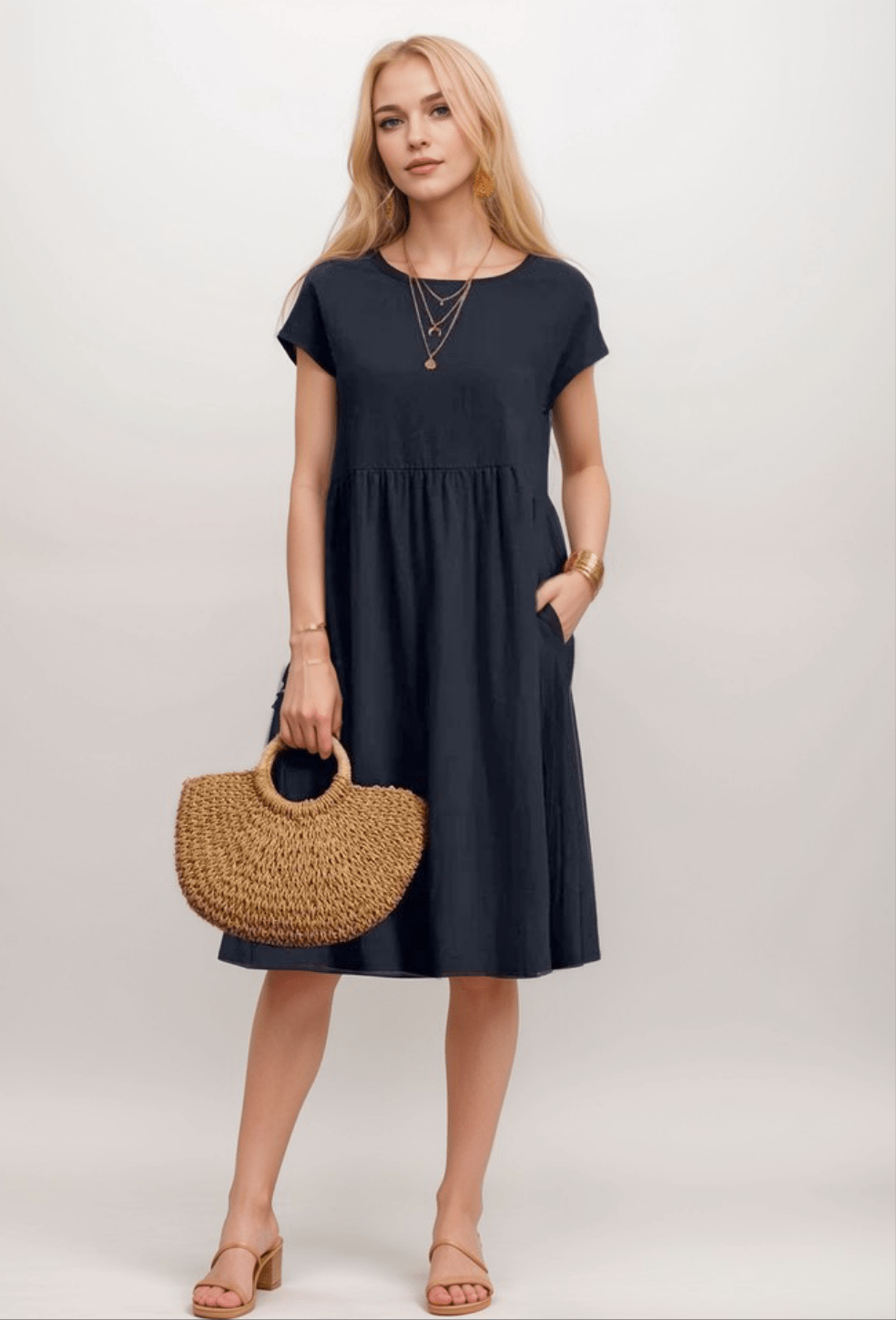 Women's A-Line Midi Dress Casual - VibreMode