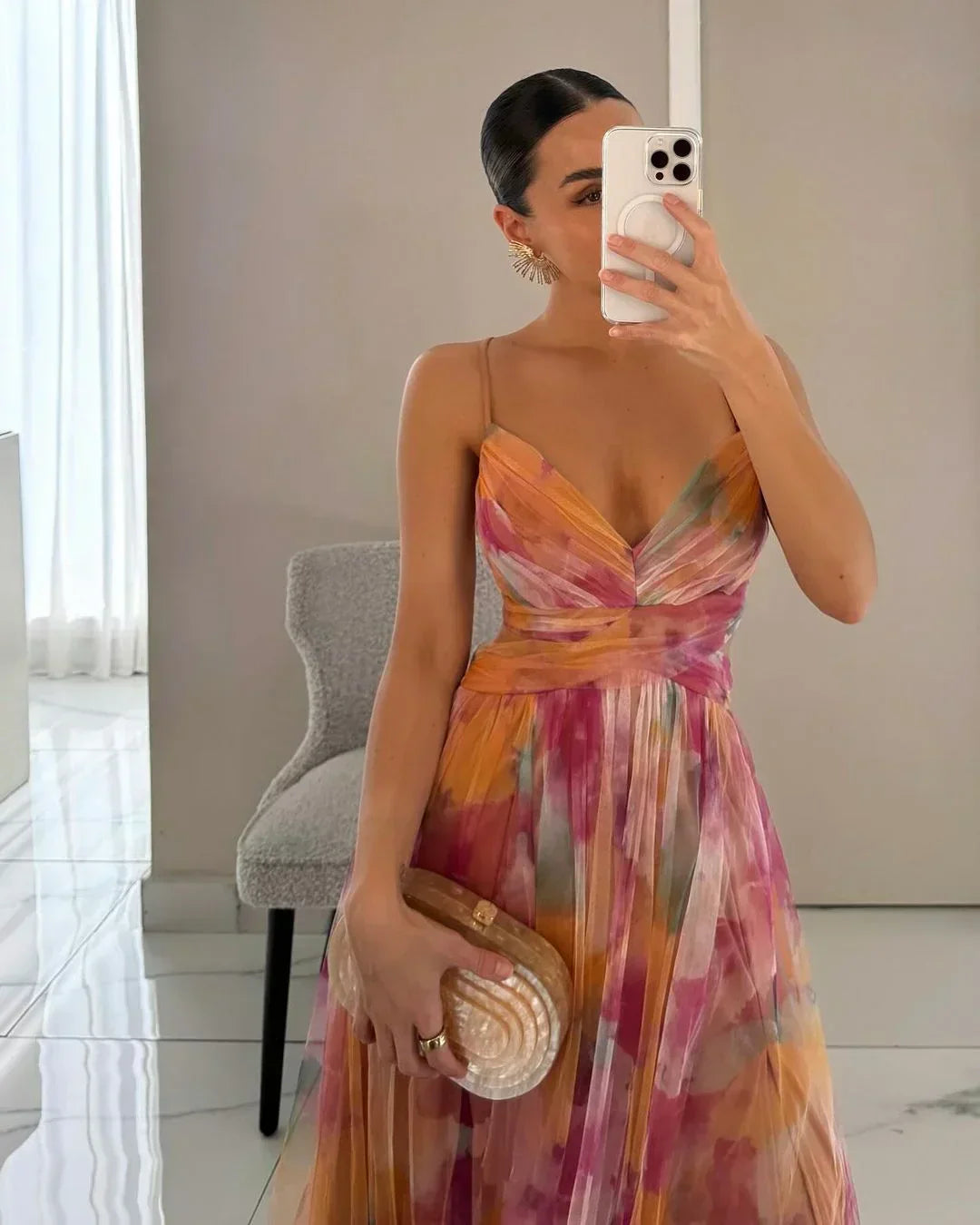 Women's Maxi Dress Textured Layers