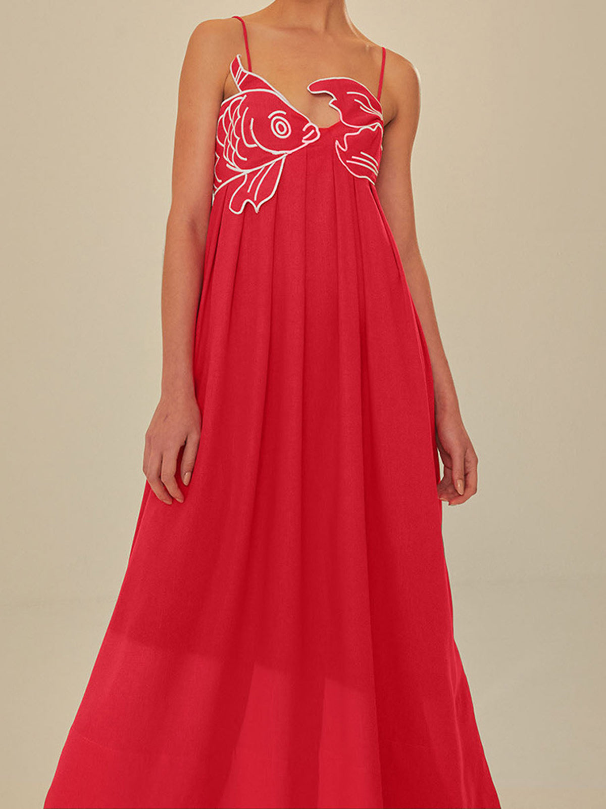 Women's Embroidered Maxi Dress Spaghetti Strap