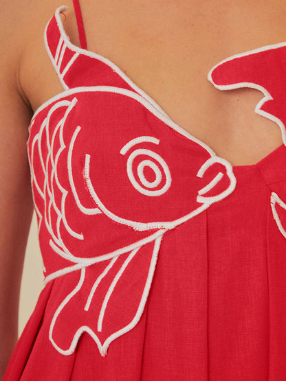 Women's Embroidered Maxi Dress Spaghetti Strap