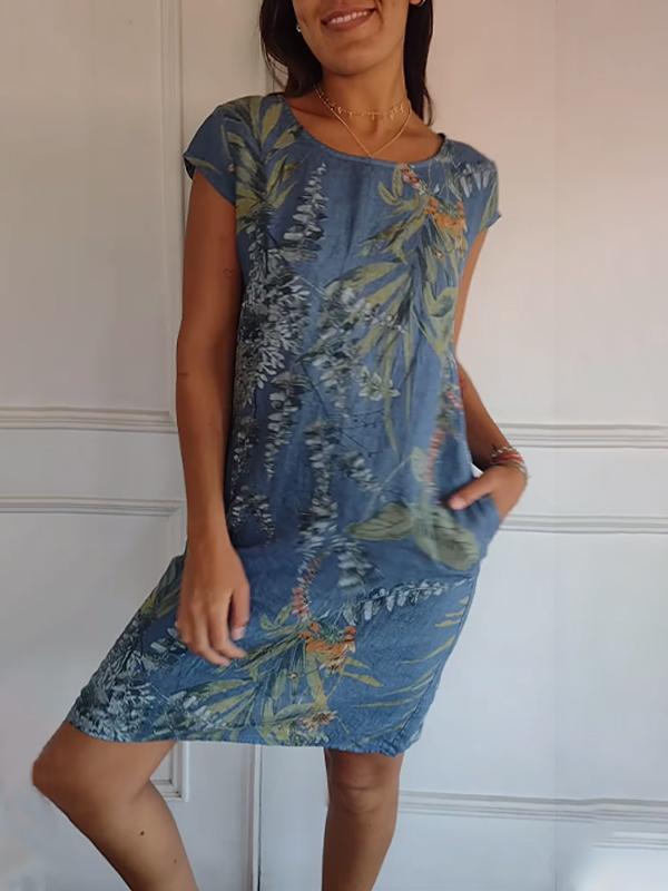 Image of Emily | Women's Floral Print Casual T-Shirt Dress